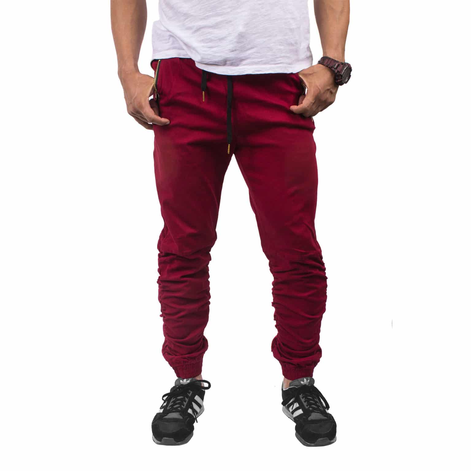 burgundy jogger pants